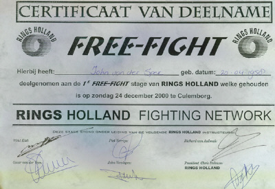 Certificaat Deelname 1e stage Freefight (Rings Holland) 