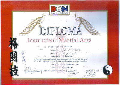 Diploma Instructeur Martial Arts