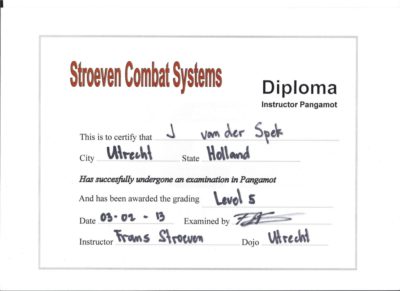 Diploma vijfde level in het Pangamot 